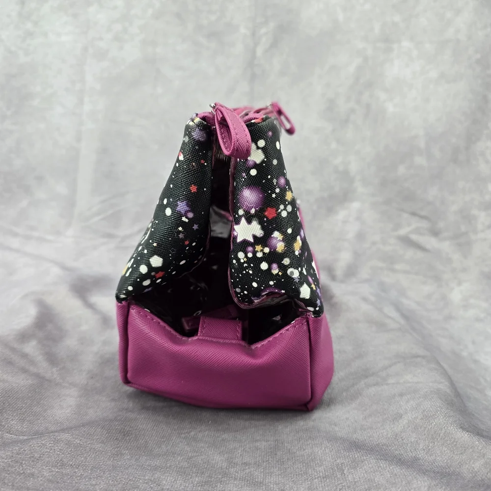 Tahari Purple Star Double Zipper Toiletries Snap‎ Makeup Cosmetics Bag